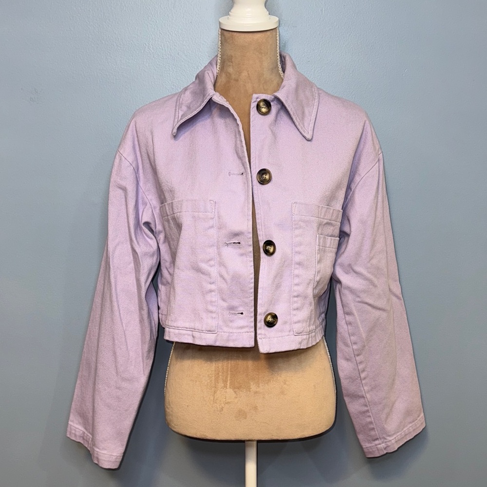 ASOS Design Light Purple Cropped Jean Jacket Size 0 NWOT